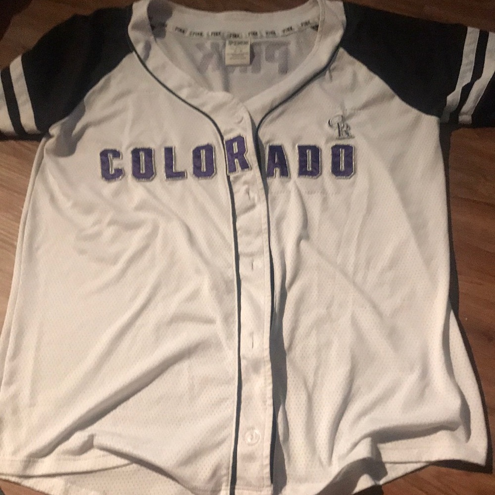 PINK Colorado Rockies White Jersey